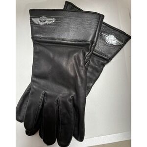 Harley Davidson 100th Anniversary 2003  Black Leather Gauntlet Gloves - Large